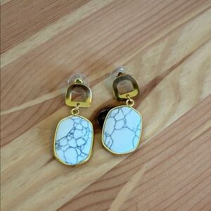 Kinsley Armelle Gold and White Earrings